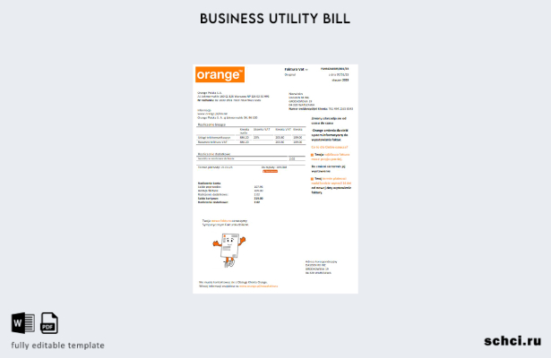 цифровая загрузка шаблона счета за коммунальные услуги Orange в Польше